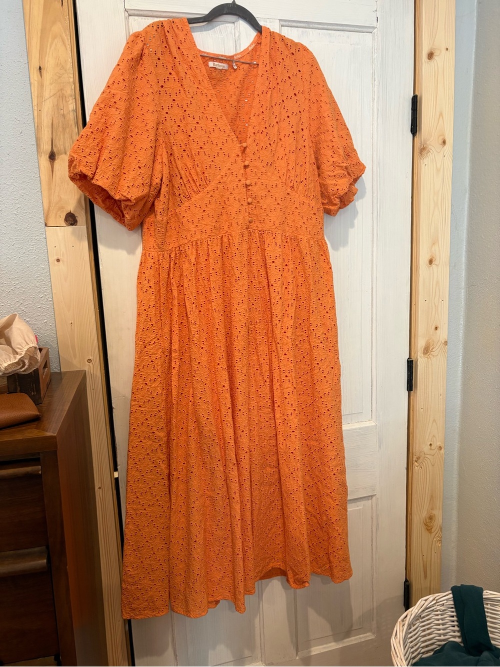 Barbour Orange Eyelet Maxi Dress